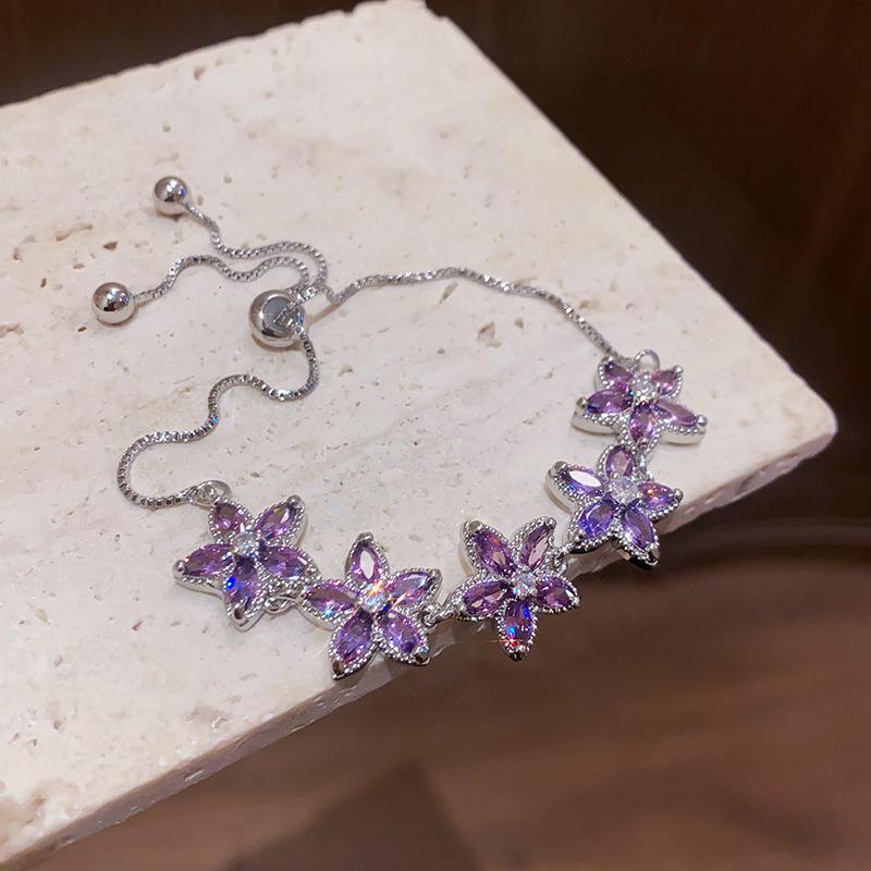 Korean Zircon Flower Drawstring Bracelet: Elegant Light Luxury Jewelry for Women