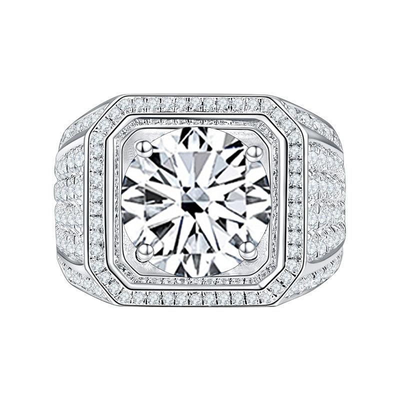 

BagueRingen Мужские ювелирные изделия из стерлингового серебра S925 Роскошные 2ct D Цвет Муассанит кольцо с бриллиантом Бизнесмен Размер 6-13 Открытые кольца 9 белый