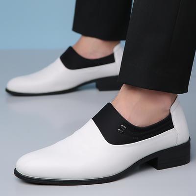 Luxury Men Leather Shoes Black White Horsebit Loafers Slip On Formal Men Dress Shoes Wedding Office Casual Shoes For Men