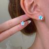 Dopamine Color Circle Earrings Women's Summer Personality Sweet Versatile Silver Needle Earrings Fashion Design Contrasting Color Earrings
