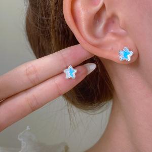 Dopamine Color Circle Earrings Women's Summer Personality Sweet Versatile Silver Needle Earrings Fashion Design Contrasting Color Earrings