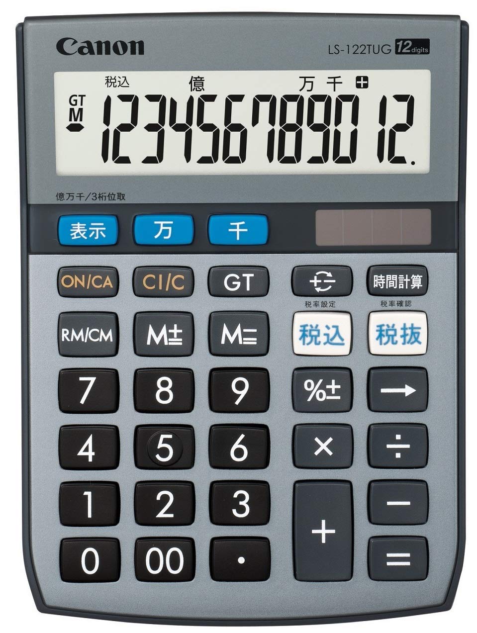 

Canon Calculator 12 Digit Mini Desk Size Time Calculation Million Unit Function Gray LS-122TUG