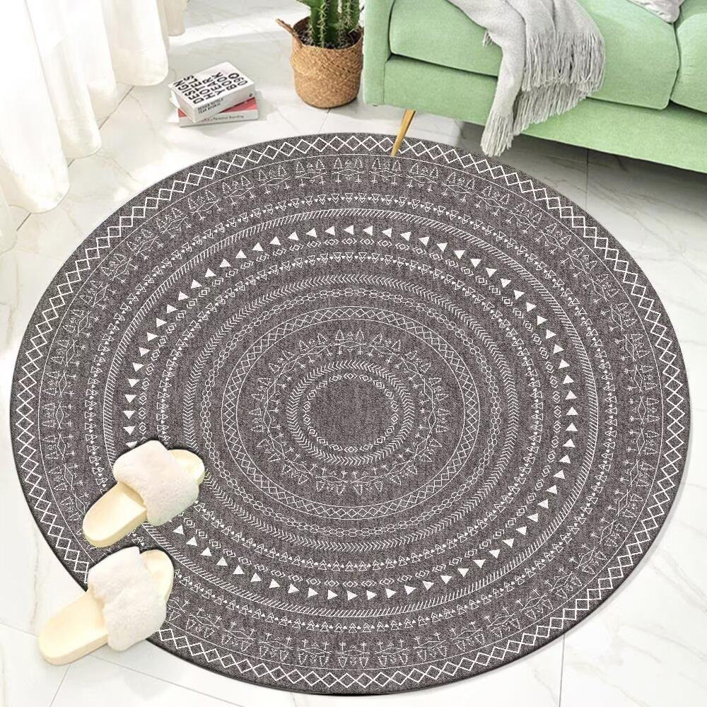 Vintage Morocco Ribbed Style Round Carpet Living Room Mat Bedside Flannel Balcony Non-slip Chair Mats Lounge Rug Large Area Rugs