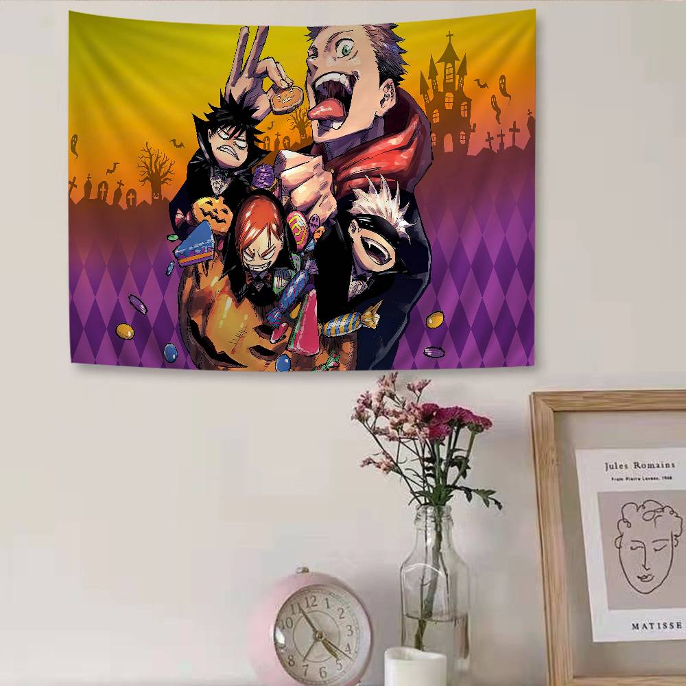 Jujutsu Kaisen Cartoon DIY Wall Tapestry Hanging Tarot Hippie Wall Rugs Dorm INS Home Decor