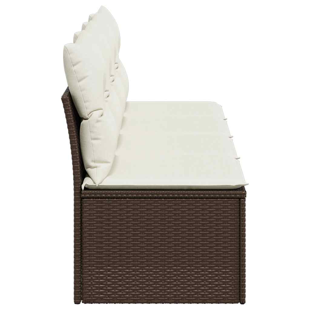 4 Seater Garden Sofa with Cushions Brown Poly Rattan