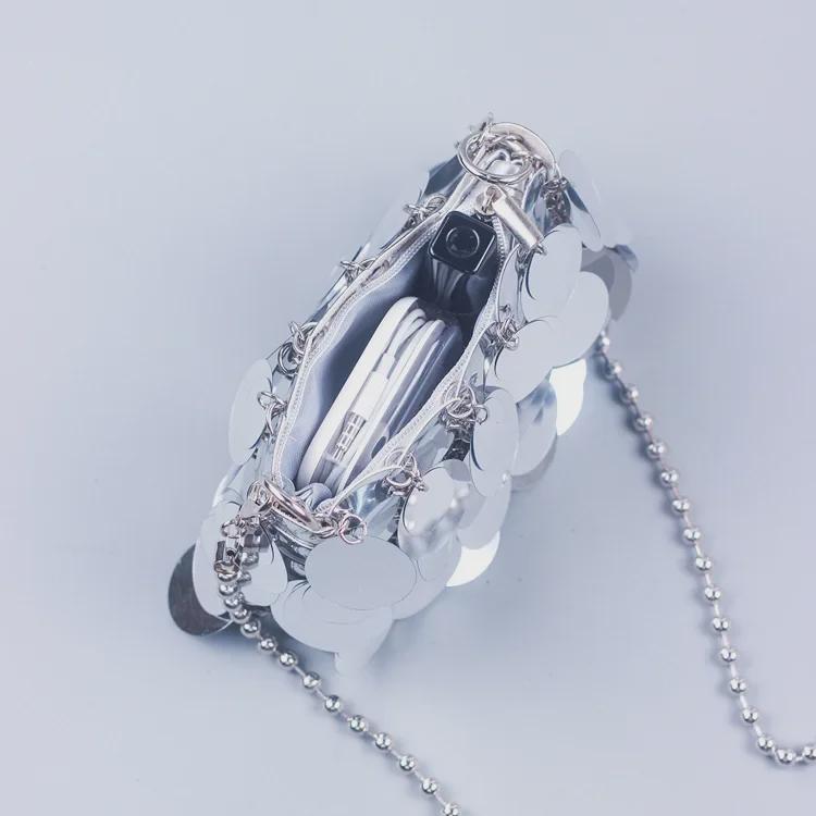 Hand-Woven Women's Shimmering Crossbody Phone Bag