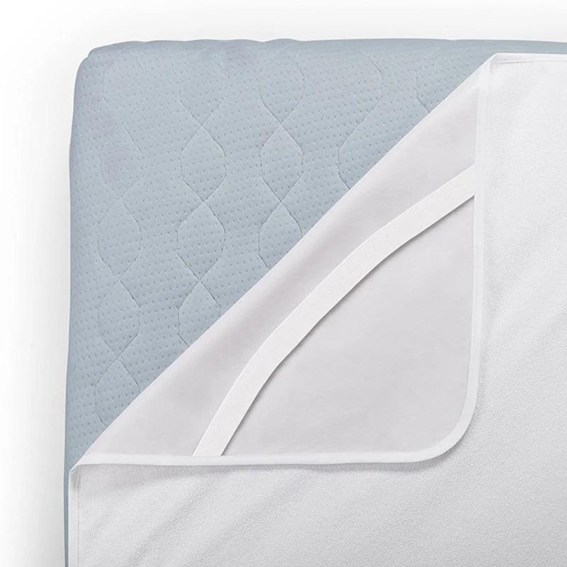 Waterproof White Mattress Pad Cover Terry Cloth Bed Fitted Sheet Elastic Belt Fix Mattress Topper Anti Water Sheet