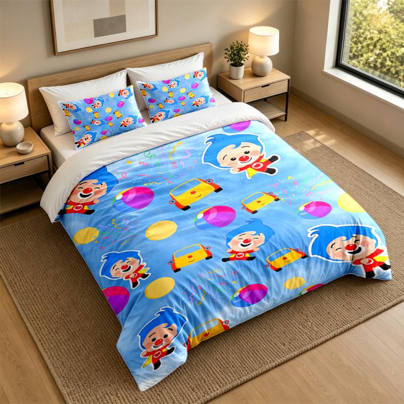 Soft Bedding Set El Payaso Plim Plim Pattern, 1 Duvet Cover plus 2 Pillowcases Stylish Bedroom Home Textile