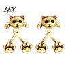 Creative Pet Themed Jewelry 1 Pair Cute Cat Paw Earrings for Women, Vintage Front Back Stud Earrings, Small Kitten Gift Lovers Silver Tone Studs