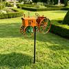Tractor Wind Sculpture with Rotating Wheels Orange Tractor Windmill Stake Decorative Windmill for Garden Yard Patio Lawn Decor