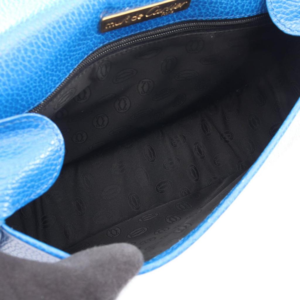 Used CARTIER Must Line Shoulder Bag leather Blue Used Women