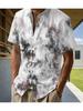 Hawaiian Tropical Ink Print Men'S Casual Shirt - Short Sleeve Button Design, Suitable for Outdoor And Leisure Wear In Summer