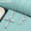 925 Sterling Silver Cross Pendant Diamond Necklace for Women Holiday Gifts Luxury Designer Party Wedding Crystals Jewelry