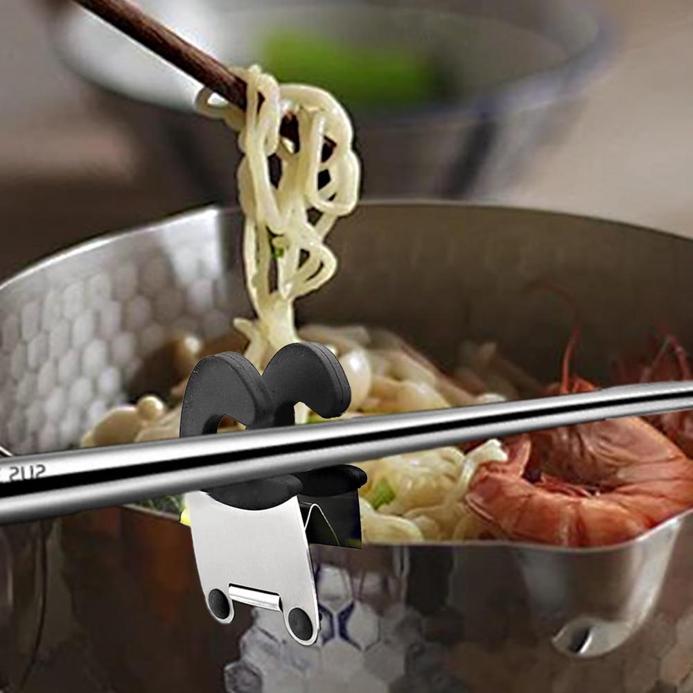 1Pcs Stainless Steel Pot Clip Silicone Anti Scald Grip Easy Fixed for Spoon Spatula Fork Holder Kitchen Accessories Tools