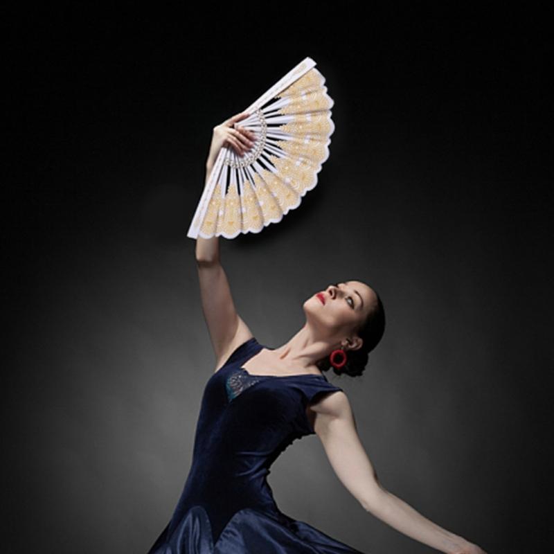 Chinesischer Faltfächer Vintage Handfächer, Goldener floraler Faltfächer für Tanz Cosplay Hochzeitsfeier Dekorationen