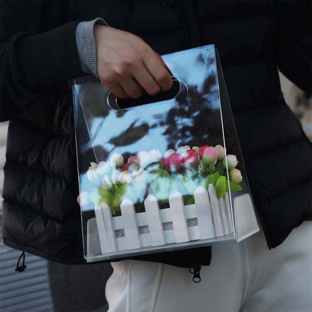 Transparent Acrylic Flower Box Reusable Flower Bag Romantic Bouquet Wrapping Bag Wedding Party