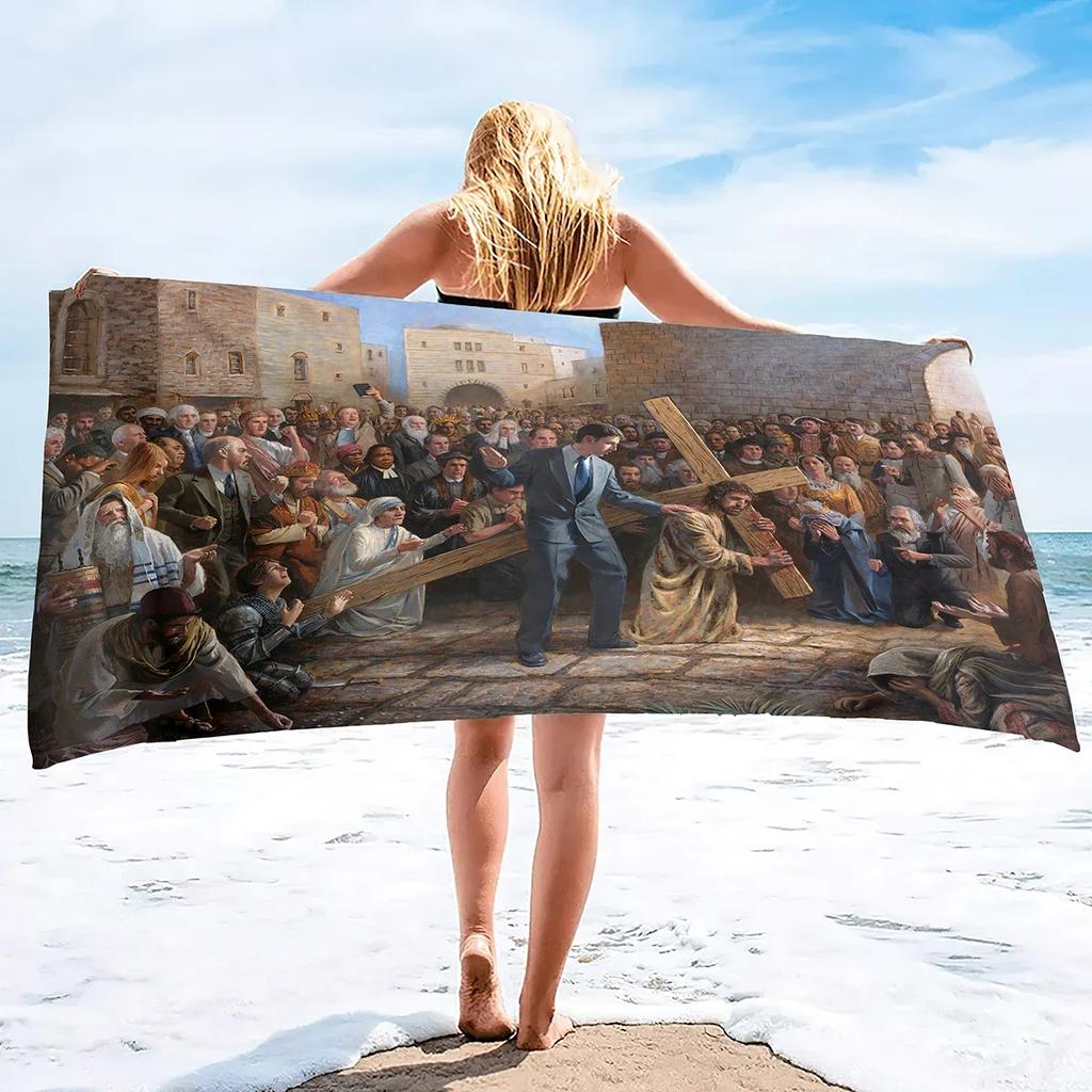 Christianity Buddhism Large Beach Towel Lightweight Pool Towels Quick Dry Bath Towel Ultra Soft Super Water Absorbent Pool Throw