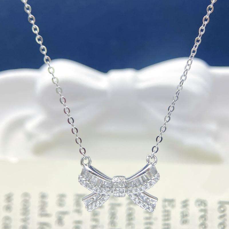 

S925 Sterling Silver Bow Pendant Necklace - Versatile Clavicle Chain for Qixi Valentine s Day Gift 925 Sterling Silver