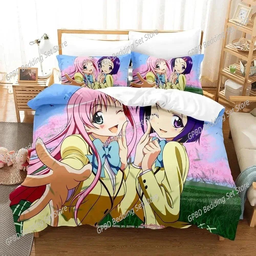 

Luxury New 3D Print Anime Yami To LOVE-Ru Bedding Set Duvet Cover Bed Set Quilt Cover Pillowcase king Queen Size Boys Adult US King 264x228cm