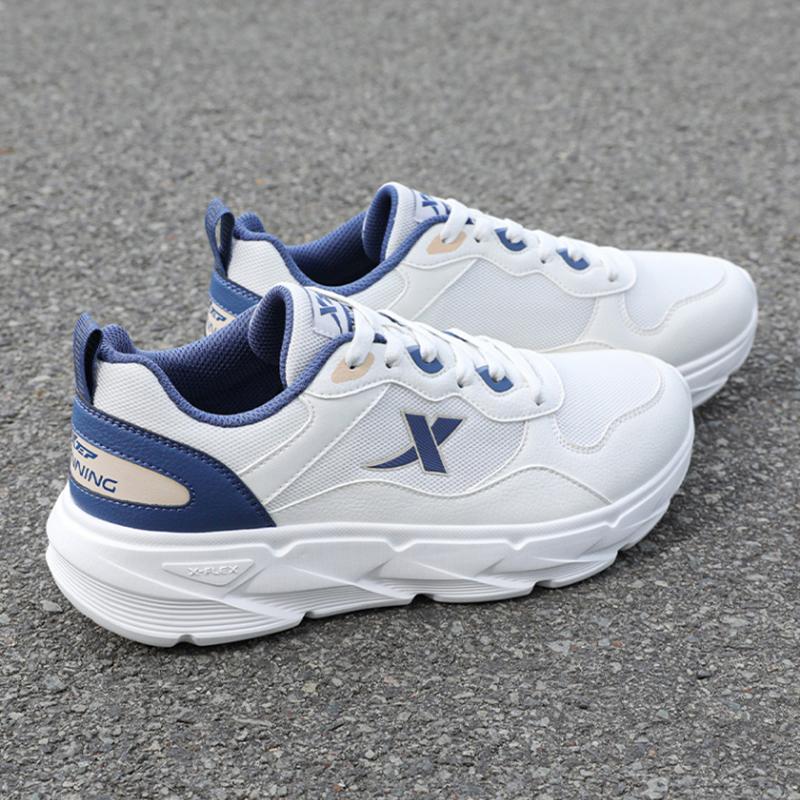 Xtep Fashionable Versatile Comfortable Shock Absorbing Wear Resistant Support Low Top Casual Running Shoes Men sneaker White Blue 875319110029-4