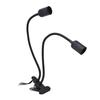 Table Lamp Holder E27/E26 Black Double Headed 360 Degree Adjustable Durable Material Clip Lamp Holder 100-240VUS Plug