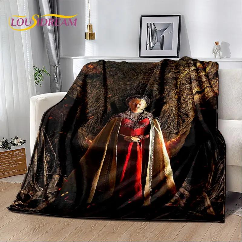 House of The Dragon TV-Film Weiche Plüschdecke, Flanelldecke Überwurfdecke für Wohnzimmer Schlafzimmer Bett Sofa Picknickdecke Kinder