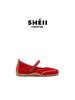 Cowhide version inner height-increasing sneakers retro round head double Velcro casual Mary Jane shoes women's virtue