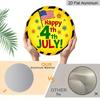 2D Flat, 1pc Round "Happy 4th of July" Aluminum Hanging Sign, Patriotic USA Flag Firework Design, Retro Yellow Black Border Metal Wall Decor, Perfect