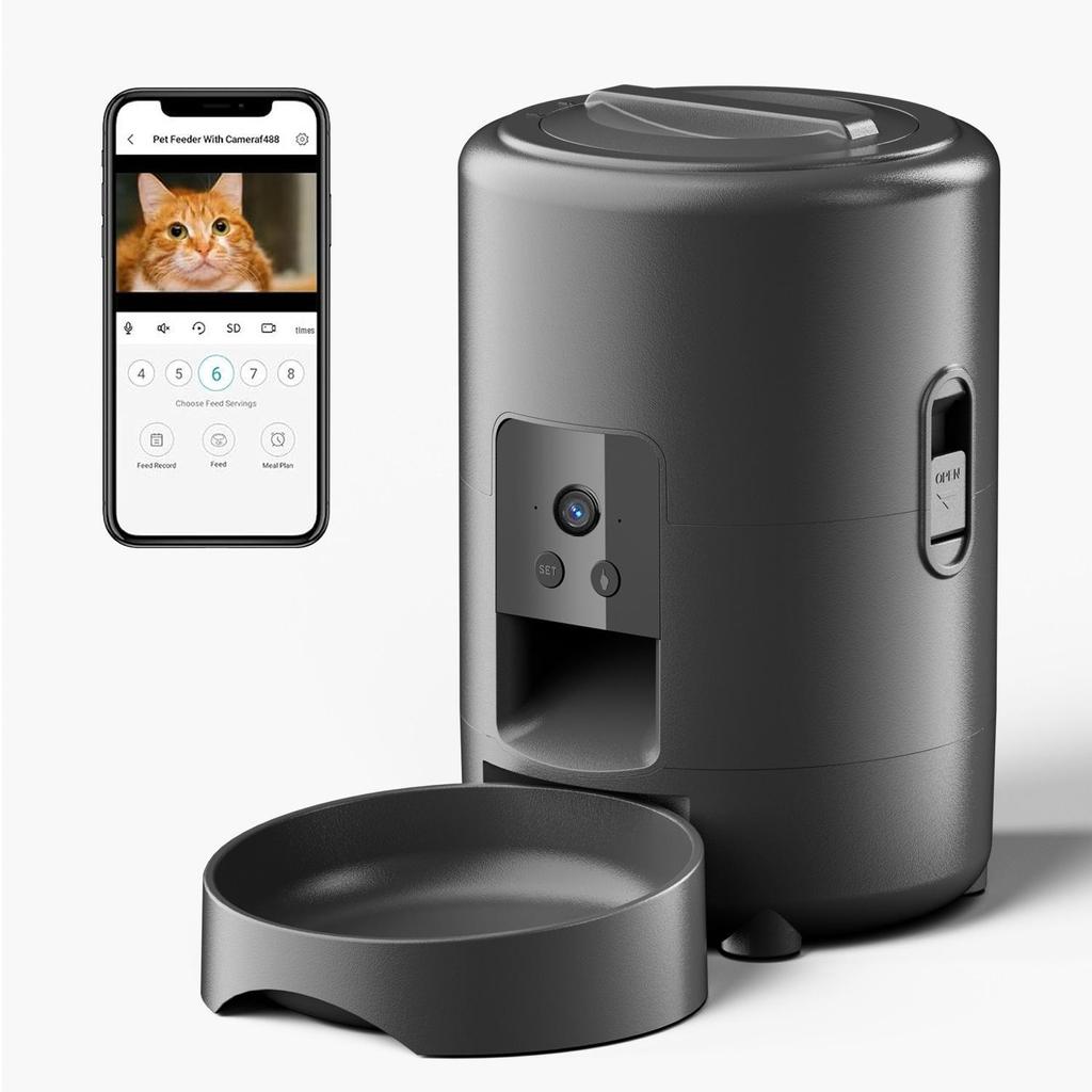 Intelligenter Futterautomat für Haustiere mit Videotaste und WLAN für Katzen und Hunde