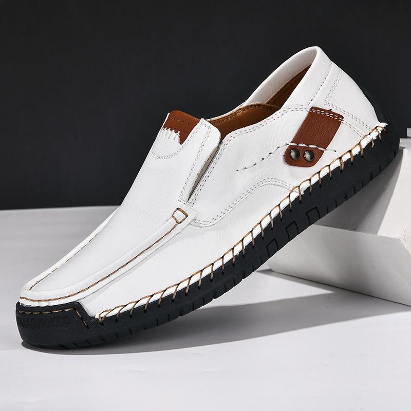 Men Leather Shoes 2025 Handmade Leather Men Shoes Casual Comfortable Slip on Loafers Flats Moccasins Walking Shoes High-quality