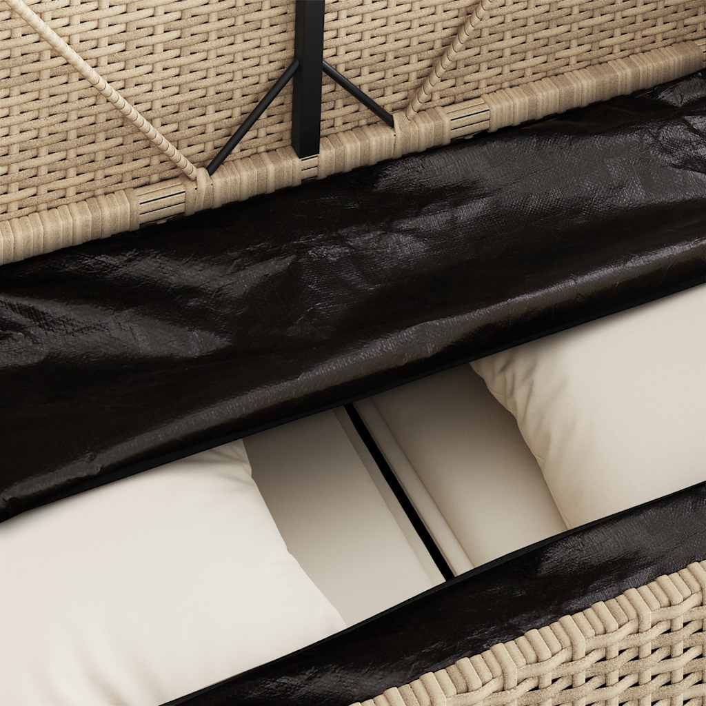 Garden Bench with Cushions Beige Poly Rattan