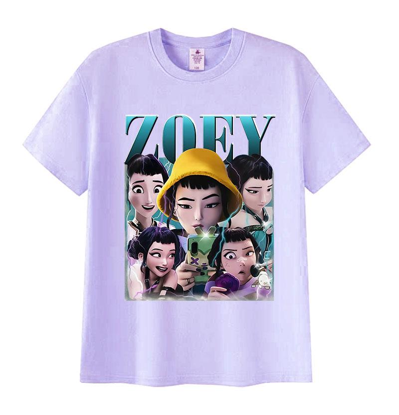 K-pop Zoev Demon Hunters Anime Graphic Print T Shirt Men Women's Harajuku Fashion Oversized T-shirts Casual Cotton Tops T-Shirt