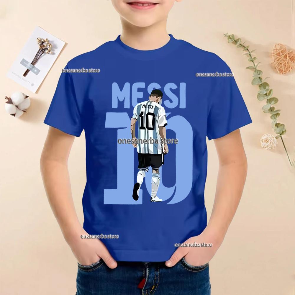 Summer Football Star Idol Cotton Messi Print Children TShirt Kid Teen Clothing Casual Fashion Sports Brand Boy Girl Tee Top
