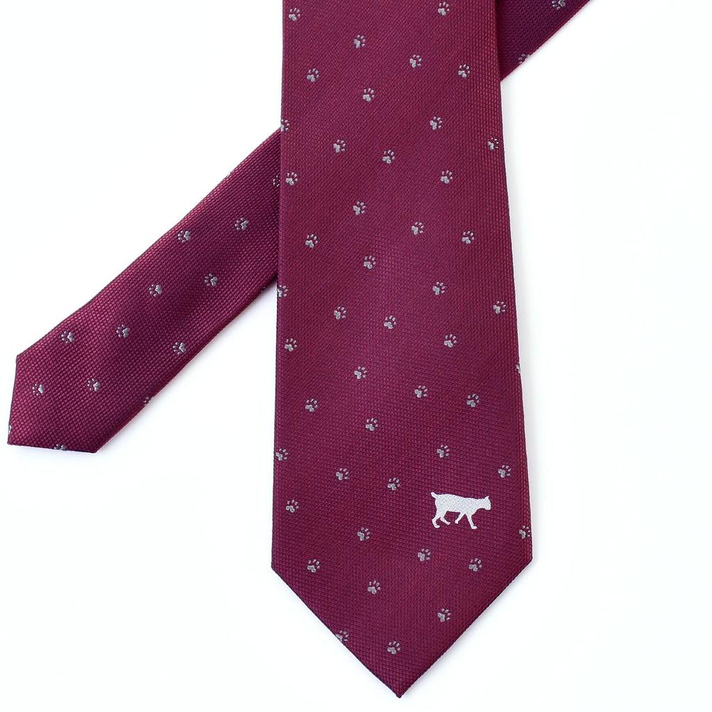 Animal Necktie with and Cat Silk Jacquard 4 Clear Box Included [Rachel] Cat, Dog, Print, All-Over Print, 100% Weave, Water-Repellent, Colors, (B