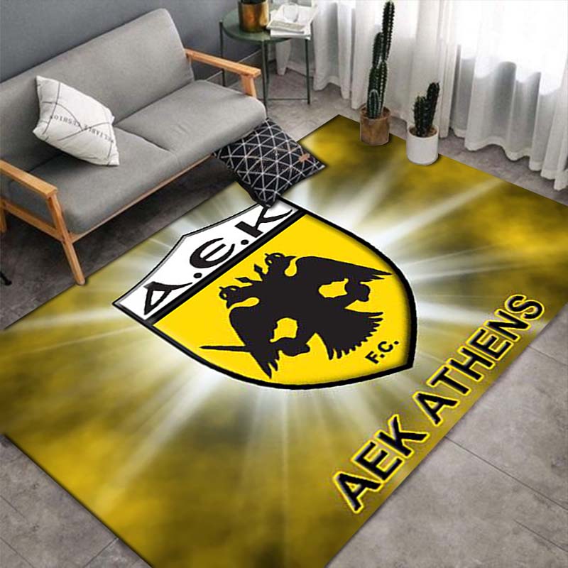 AEK FC 1924 Vintage Building Area Rug, Non Slip Floor Mat, Football Club Print Carpet for Home Decor