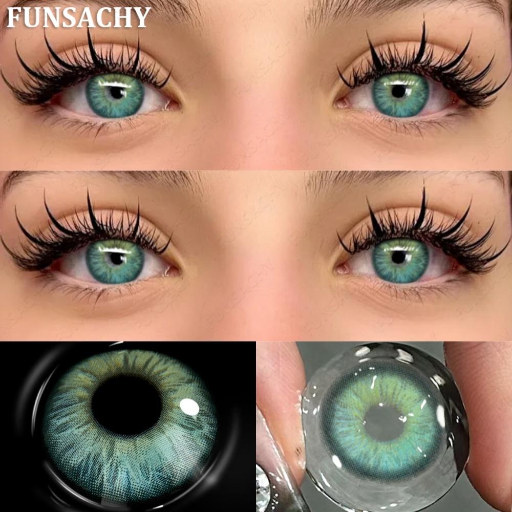 FUNSACHY 1 Pair Colored Contact Lenses for Eyes Blue Lens Gray Green Eye Makeup Natural Lenses Fashion Beauty Cosmetics Pupils