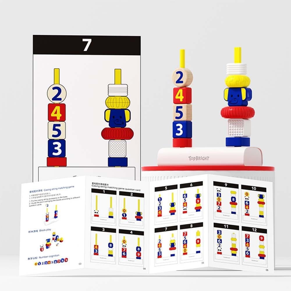 Top Bright Panda and Elephant Stacking Toy Toy Bead Coaster Stringing Peg Holder Baby Toy Educational Toy 121063 Authentic Product 3-in-1