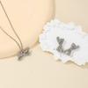 Delicate Bowknot Pendant Necklace and Earrings Combo Graceful Women's Neckchain and Ear Studs Jewelry Set Collection