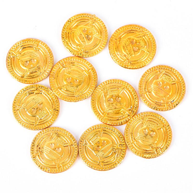 10Pcs Plastic Pirate Gold Play Coins Birthday Party Favors Treasure Coin