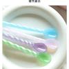 Colorful Glass Jade Spoon Set, Heat-Resistant Borosilicate Glass, 4-Piece, Pink Gift Box, Long Handle Round Stirring Spoons