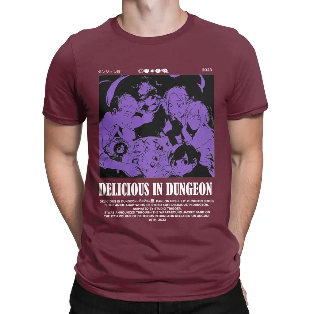 Awesome Delicious In Dungeon Itzusumi Meshi Anime T-Shirts Men O Neck 100% Cotton T Shirts Short Sleeve Tees Printing Clothes