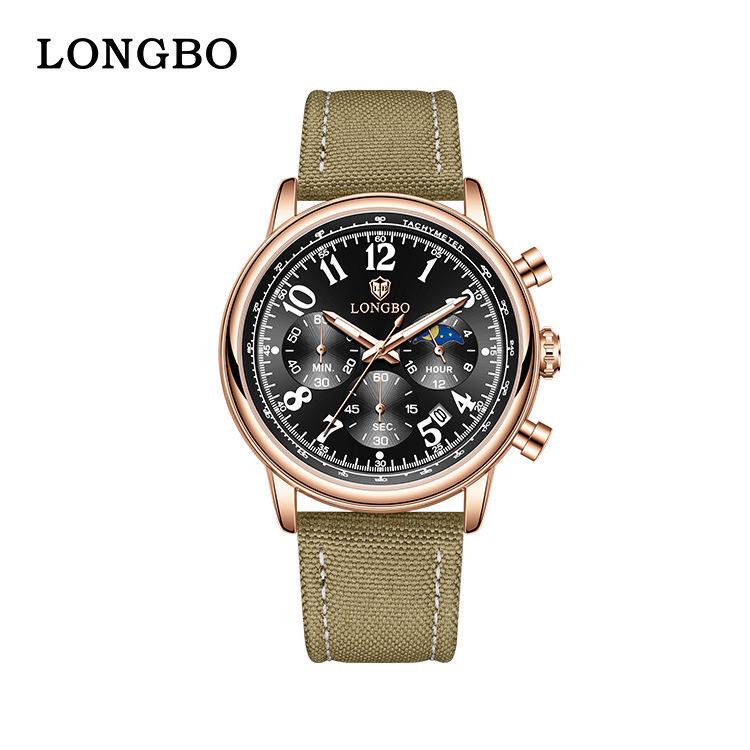 

Мужские роскошные многофункциональные кварцевые часы LONGBO - нейлоновый ремешок, водонепроницаемые, горячая распродажа