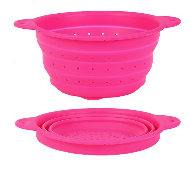Food Grade Silicone Collapsible Colander, Foldable Fruit Vegetable Washing Basket, Heat Resistant Kitchen Strainer