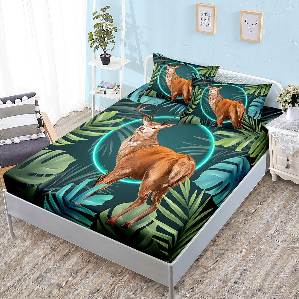 

Three-Piece Mattress Mattress Cover Animal Giraffe Lion Zebra Mattress Protective Cover Sheet 100*190*40cm*1 Pillowcase 51*75cm*1