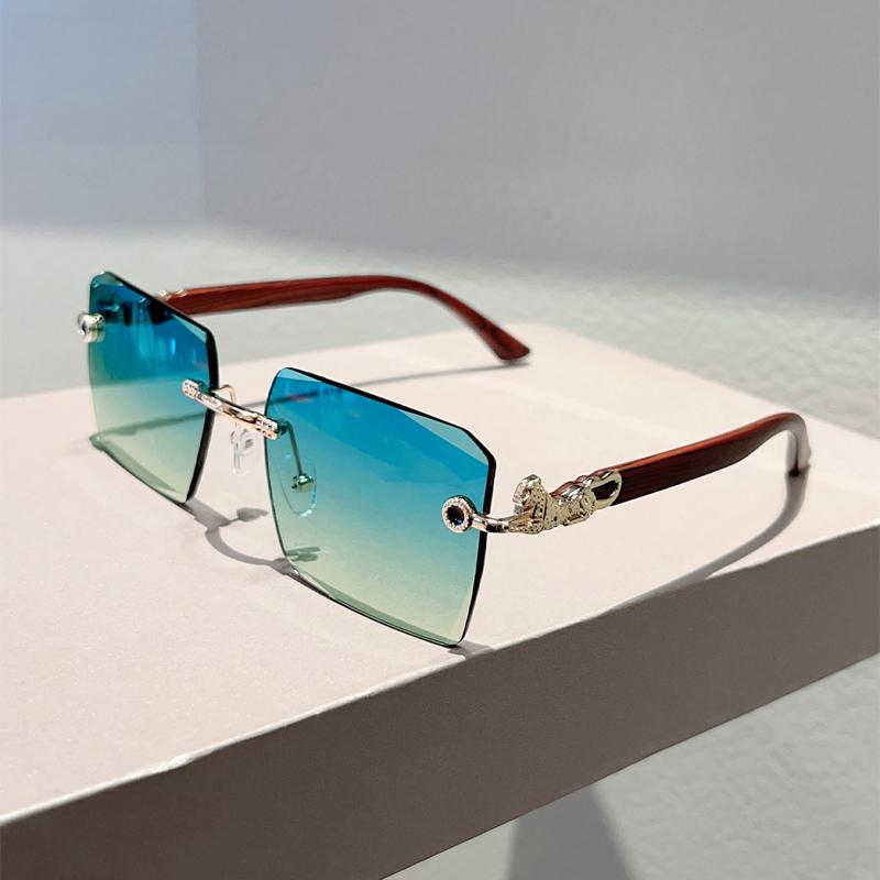 Rimless Square Sunglasses Men  New Gradient Casual Shades Women Trendy Vintage Brand Design Multicolor Sun Glasses