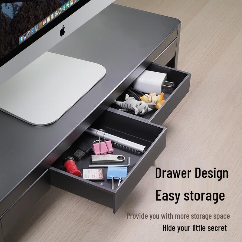 Ergonomic Monitor Riser with USB Hub and Drawer