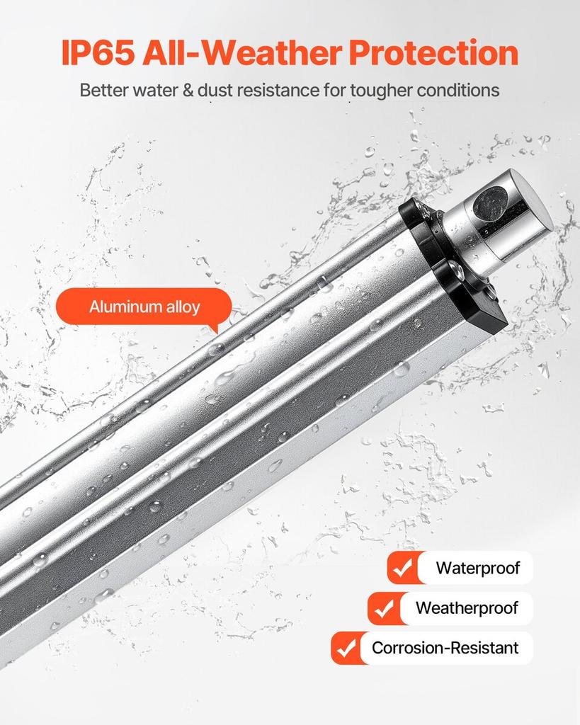 12V Linearantrieb, 304,8 mm Hub, IP65 Wasserdichter Linearantrieb, 3000 N, 5 mm/s Bewegungsaktuatoren mit Montagehalterung für Solarnachführsysteme, Industrie