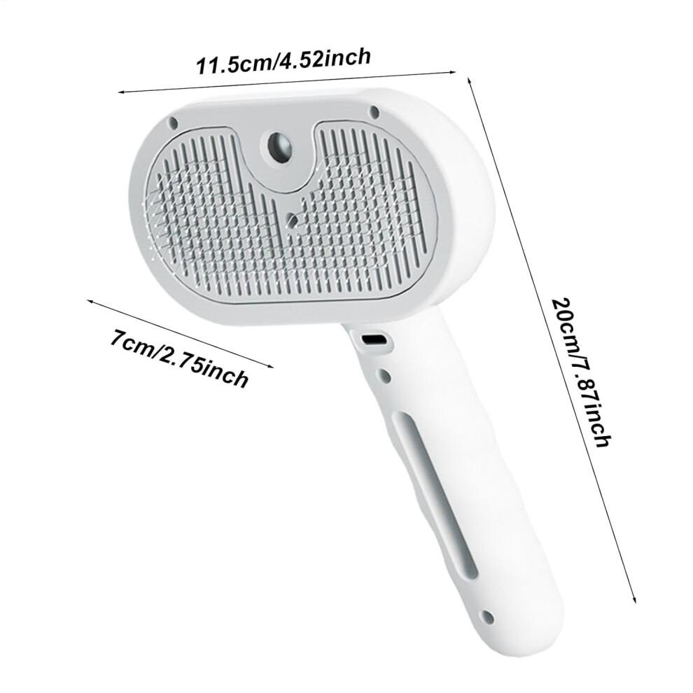 Defur Comb for Dogs and Cats, Steam Brush with 35ml Water Tank, Ergonomic Handle, White Pet Grooming Tool