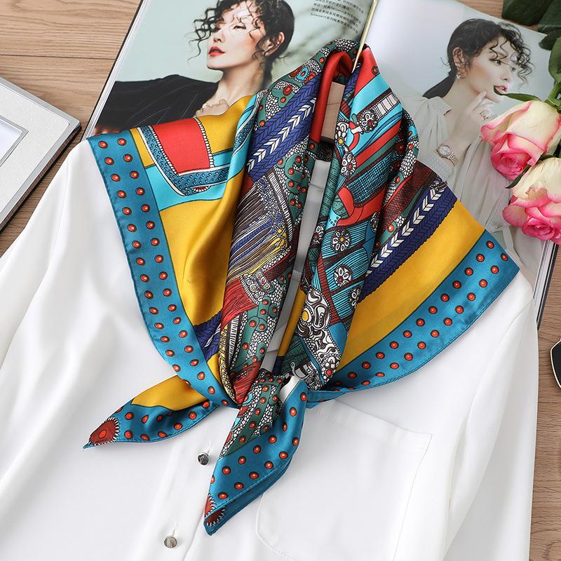European and American style scarf women's square scarf 71cm fashion polka dot saddle pattern travel sunscreen shawl professional scarf scarf scarf