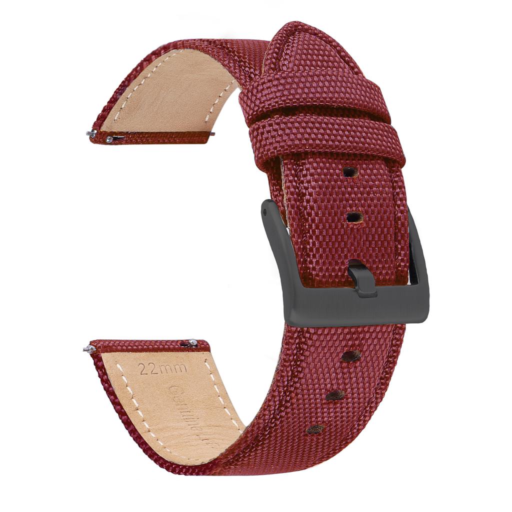 Genuine Leather Nylon Watch Band 20mm 22mm Quick Release Watch Strap for Military Rugged Thickened Ribbed Canvas Watchband Belt